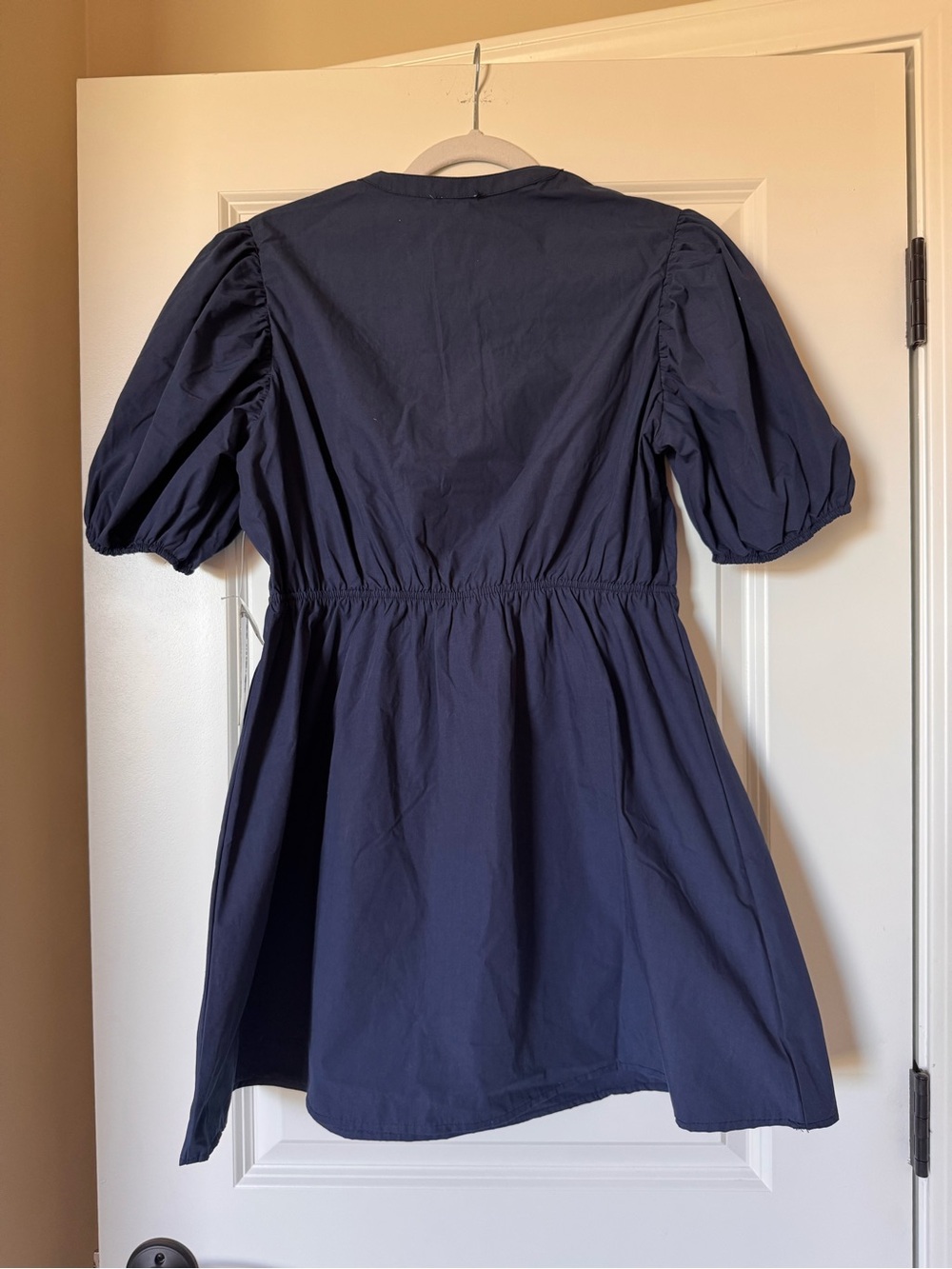 Justify Navy Puff-Sleeve Mini Dress with Drawstring - Picture 2 of 3